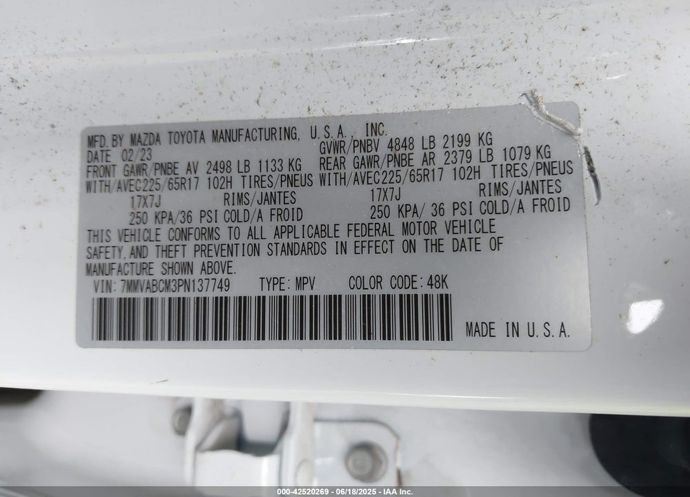 2023 MAZDA CX-50 VIN: 7MMVABCM3PN137749