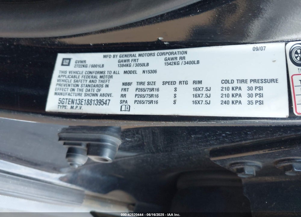 2008 HUMMER H3 VIN: 5GTEN13E188139547
