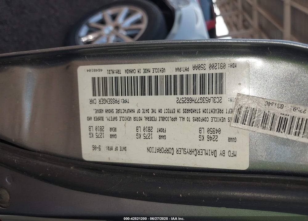 2007 CHRYSLER 300 TOURING VIN: 2C3LA53G77H662572