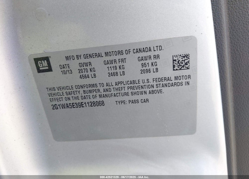2014 CHEVROLET IMPALA LIMITED VIN: 2G1WA5E39E1128068