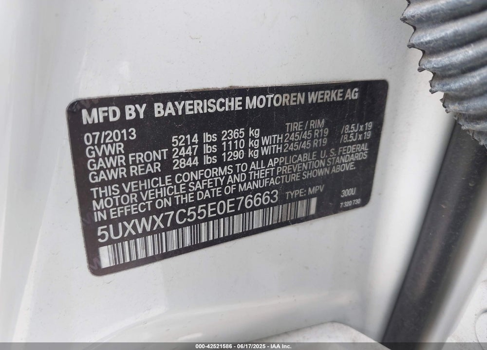 2014 BMW X3 VIN: 5UXWX7C55E0E76663