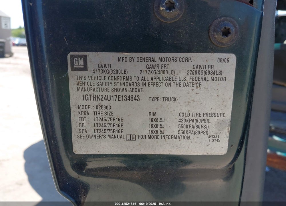 2007 GMC SIERRA 2500HD CLASSIC WORK TRUCK VIN: 1GTHK24U17E134843