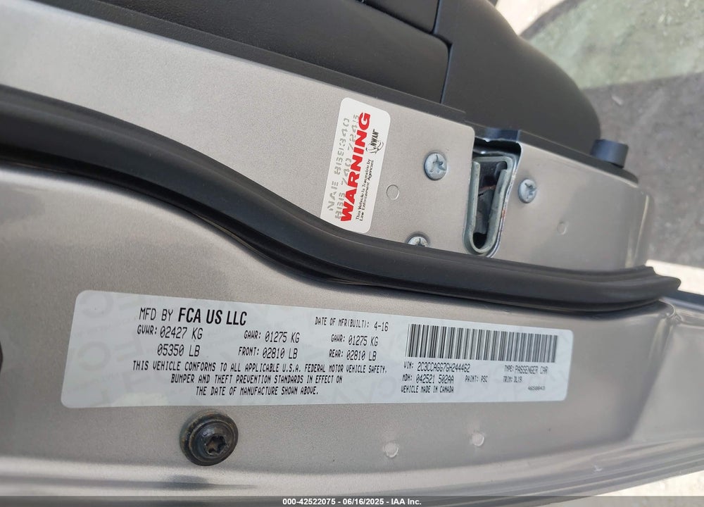 2016 CHRYSLER 300 300S VIN: 2C3CCAGG7GH244462