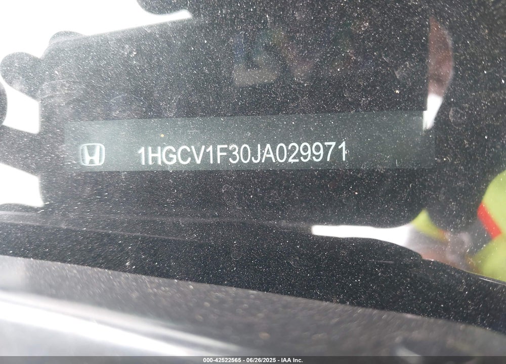 2018 HONDA ACCORD VIN: 1HGCV1F30JA029971