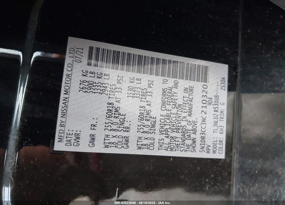 2022 NISSAN PATHFINDER VIN: 5N1DR3CC3NC210320