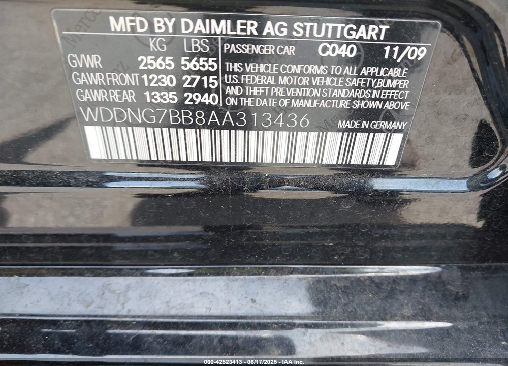 2010 MERCEDES-BENZ S 550 VIN: WDDNG7BB8AA313436