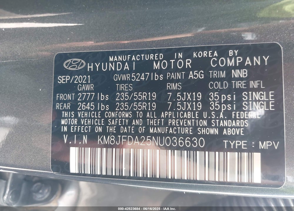 2022 HYUNDAI TUCSON PLUG-IN HYBRID LIMITED VIN: KM8JFDA25NU036630