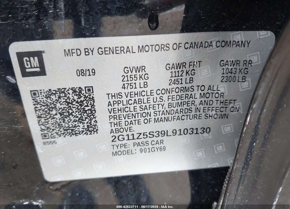 2020 CHEVROLET IMPALA FWD LT VIN: 2G11Z5S39L9103130