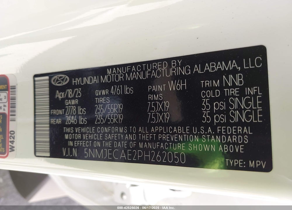 2023 HYUNDAI TUCSON LIMITED VIN: 5NMJECAE2PH262050