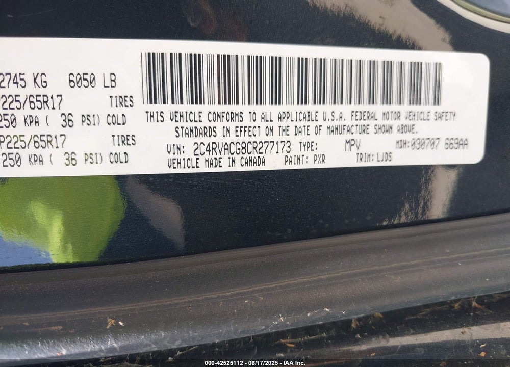 2012 VOLKSWAGEN ROUTAN SEL VIN: 2C4RVACG8CR277173