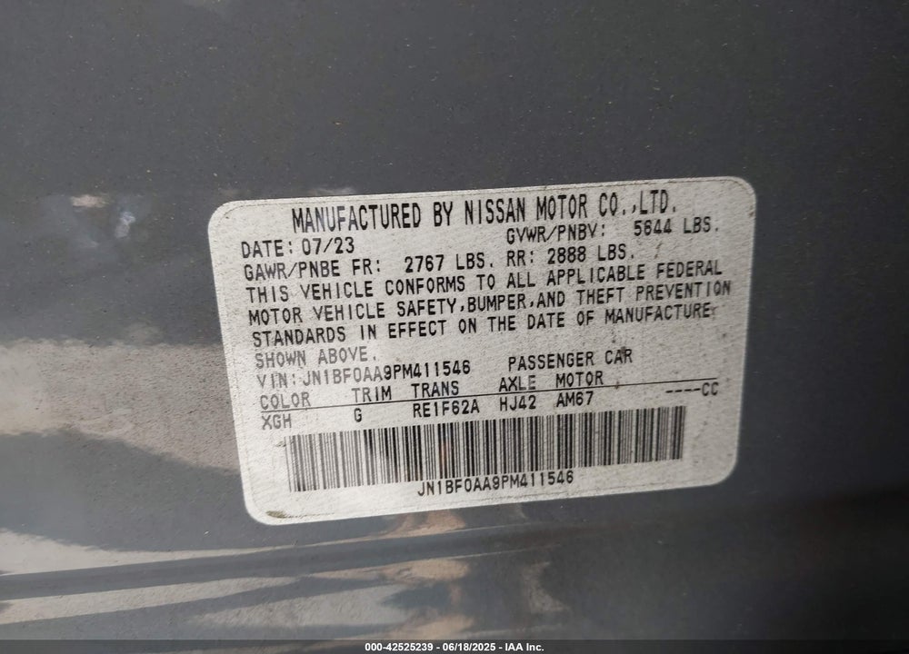 2023 NISSAN ARIYA VIN: JN1BF0AA9PM411546