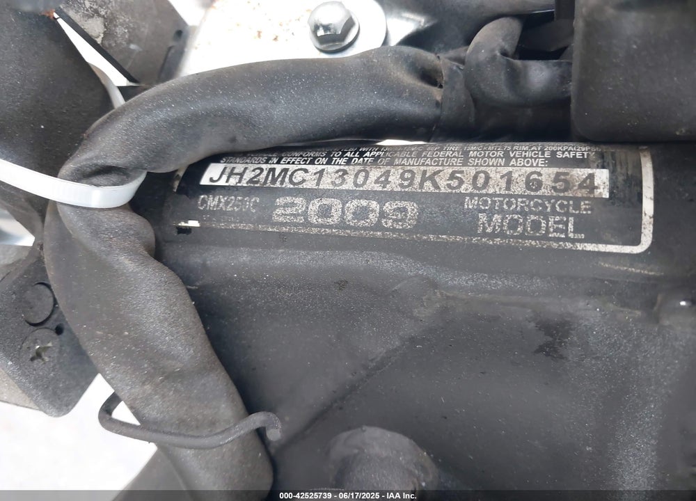 2009 HONDA CMX250 C VIN: JH2MC13049K501654