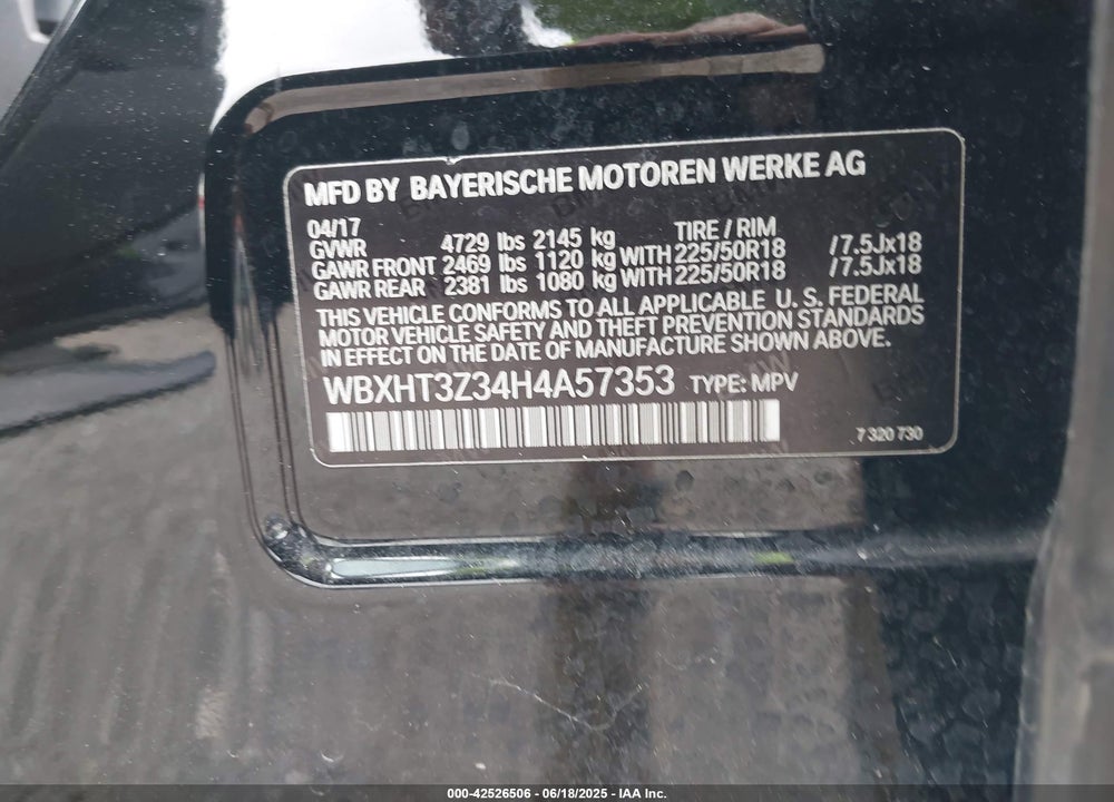 2017 BMW X1 XDRIVE28I VIN: WBXHT3Z34H4A57353