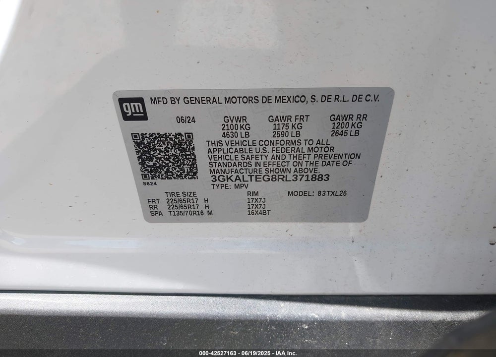 2024 GMC TERRAIN AWD SLE VIN: 3GKALTEG8RL371883