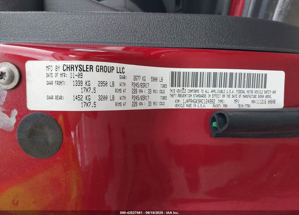 2010 JEEP GRAND CHEROKEE VIN: 1J4PR4GK9AC124992