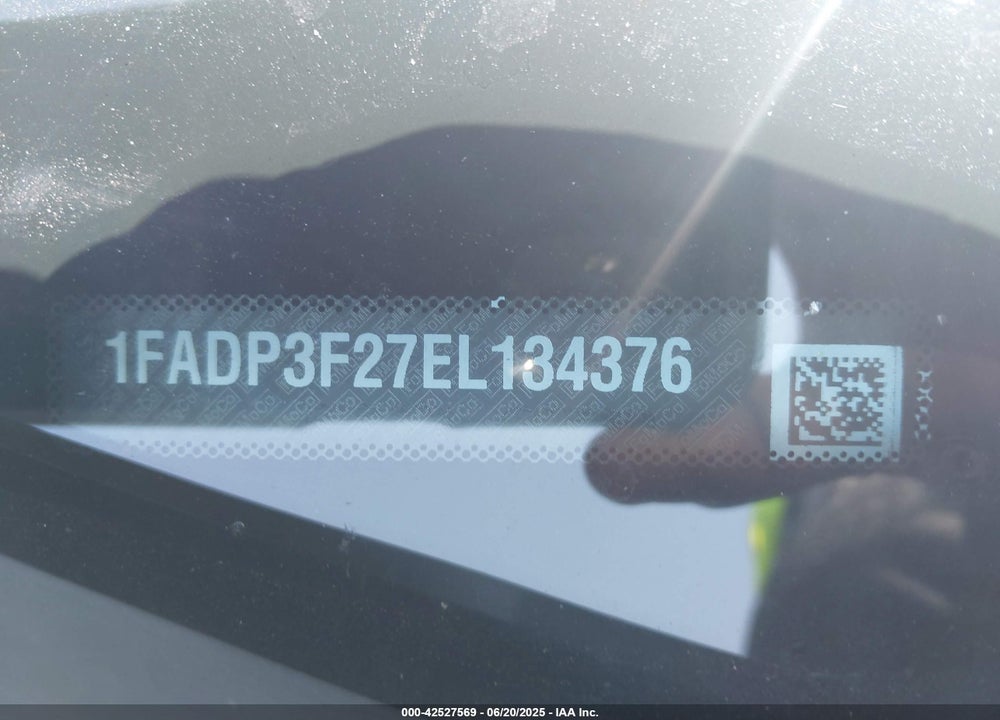 2014 FORD FOCUS VIN: 1FADP3F27EL134376