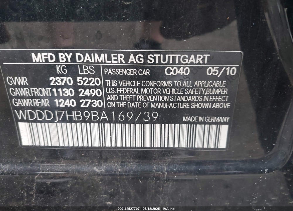2011 MERCEDES-BENZ CLS 63 AMG VIN: WDDDJ7HB9BA169739