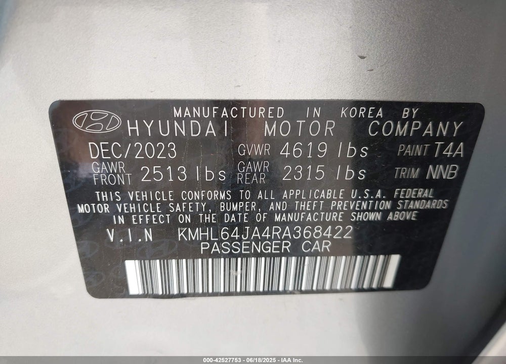 2024 HYUNDAI SONATA VIN: KMHL64JA4RA368422