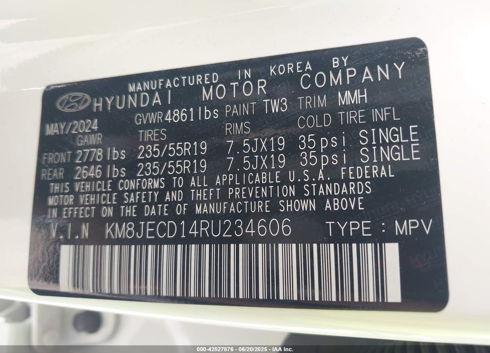 2024 HYUNDAI TUCSON HYBRID VIN: KM8JECD14RU234606