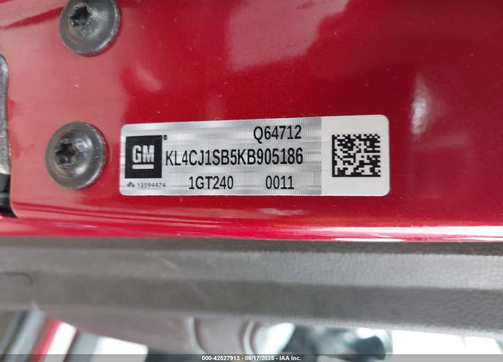 2019 BUICK ENCORE VIN: KL4CJ1SB5KB905186