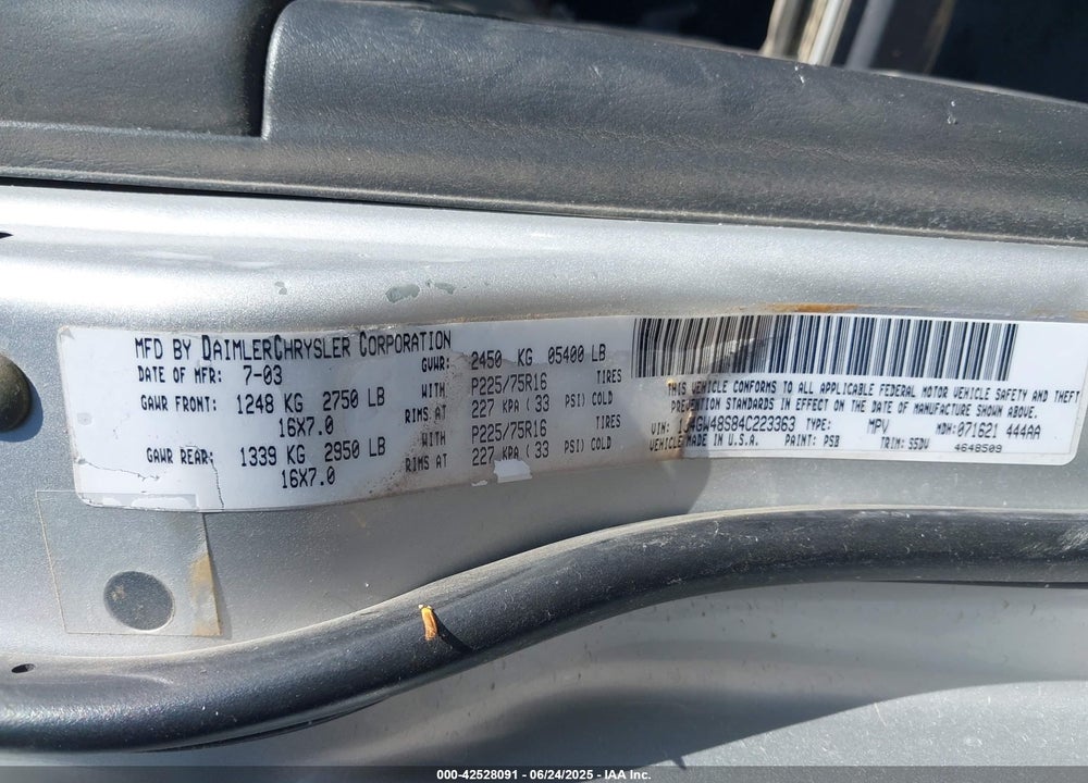 2004 CHEROKEE JEEP GRAND  LAREDO VIN: 1J4GW48S84C223363