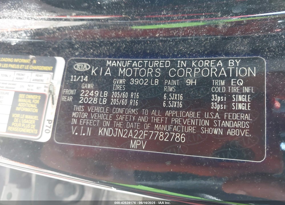 2015 KIA SOUL VIN: KNDJN2A22F7782786