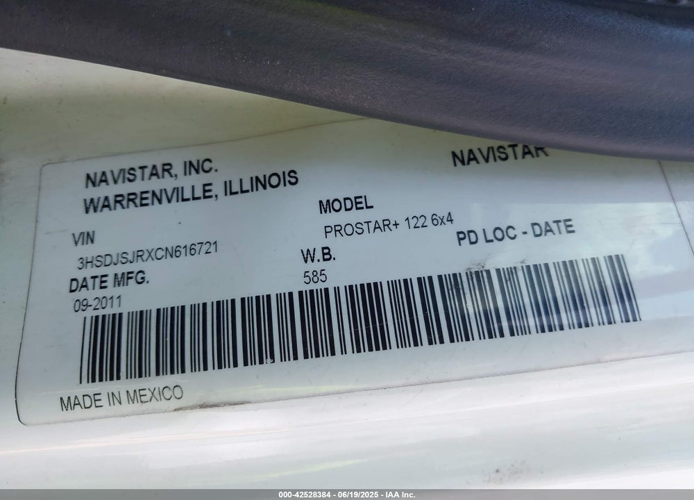 2012 INTERNATIONAL PROSTAR VIN: 3HSDJSJRXCN616721