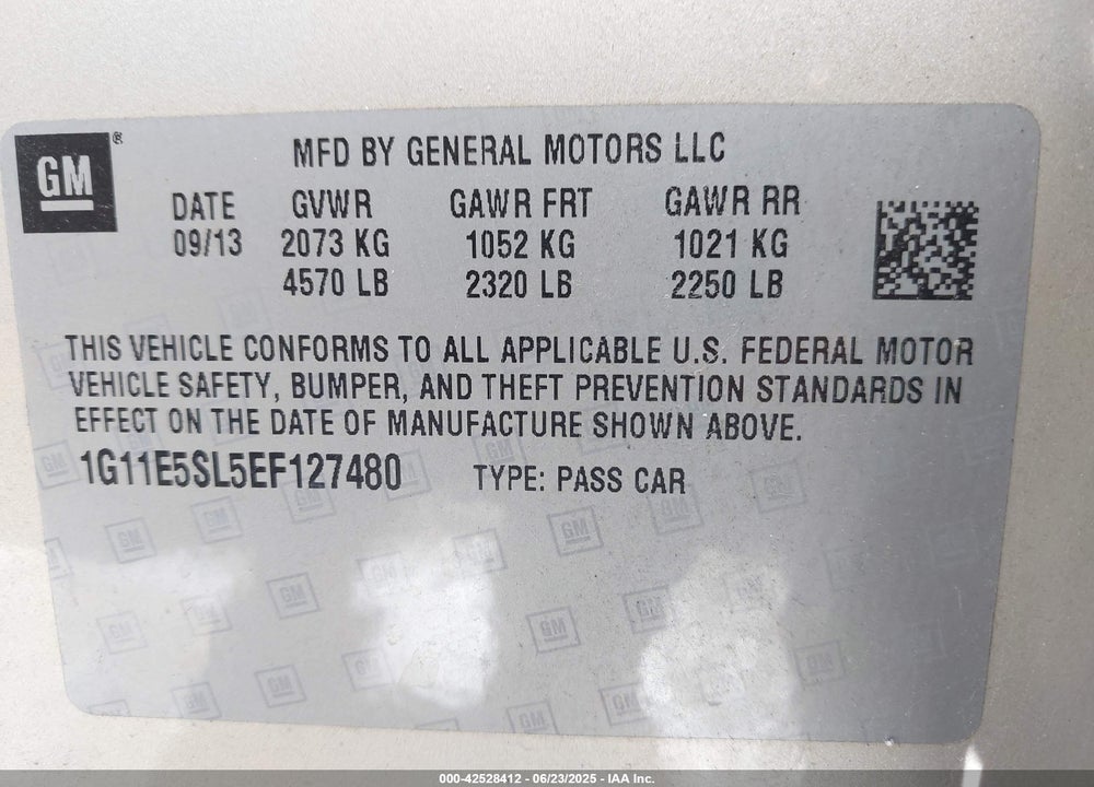 2014 CHEVROLET MALIBU VIN: 1G11E5SL5EF127480