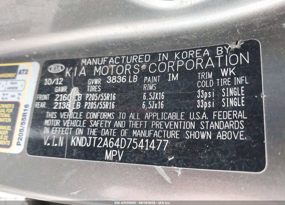 2013 KIA SOUL VIN: KNDJT2A64D7541477