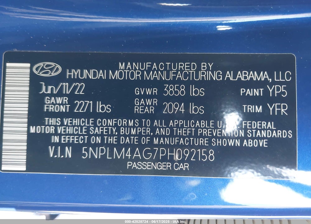 2023 HYUNDAI ELANTRA VIN: 5NPLM4AG7PH092158