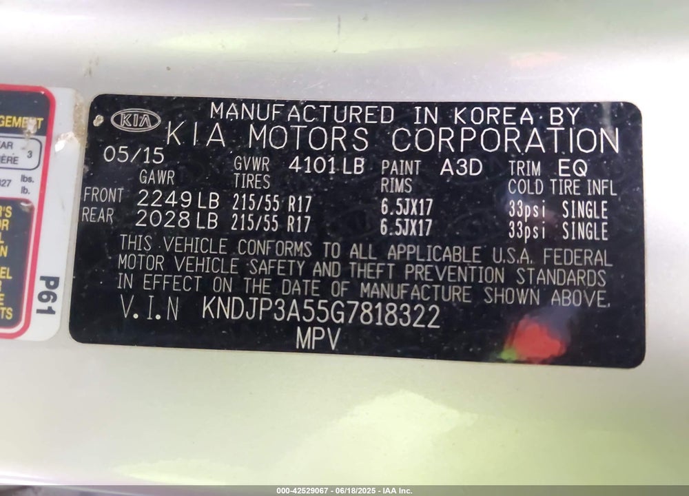 2016 KIA SOUL VIN: KNDJP3A55G7818322