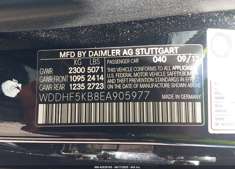 2014 MERCEDES-BENZ E 350 VIN: WDDHF5KB8EA905977
