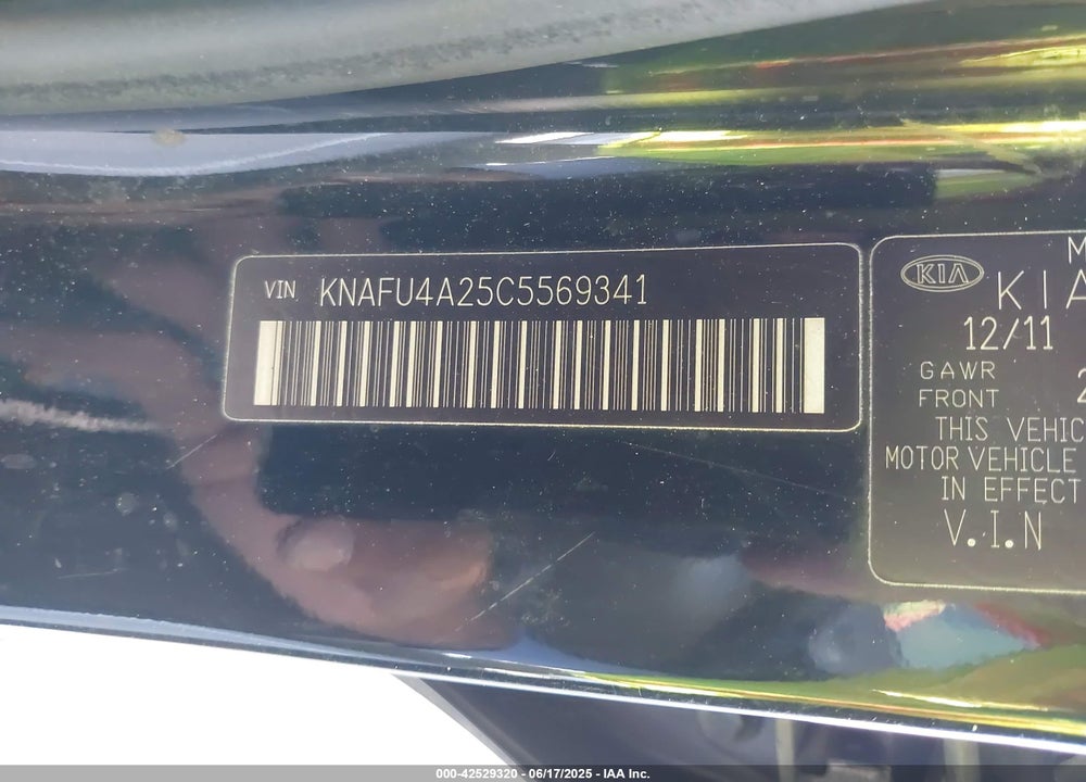 2012 KIA FORTE EX VIN: KNAFU4A25C5569341