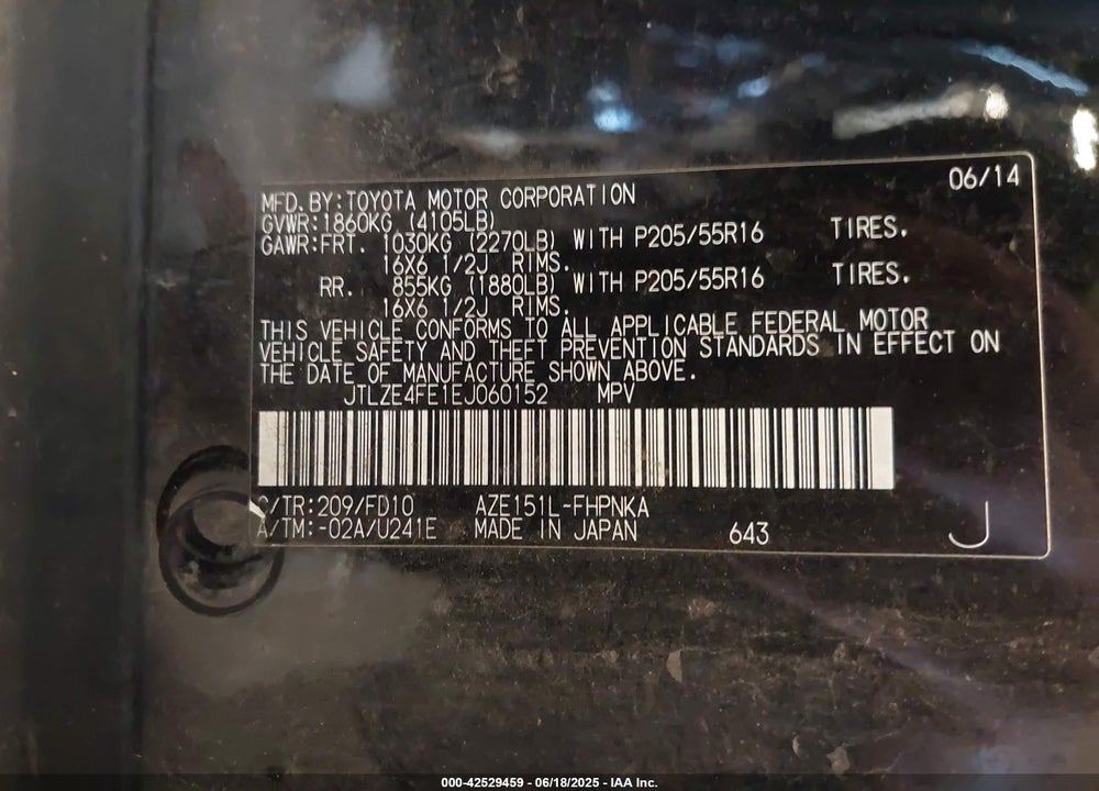 2014 SCION XB VIN: JTLZE4FE1EJ060152