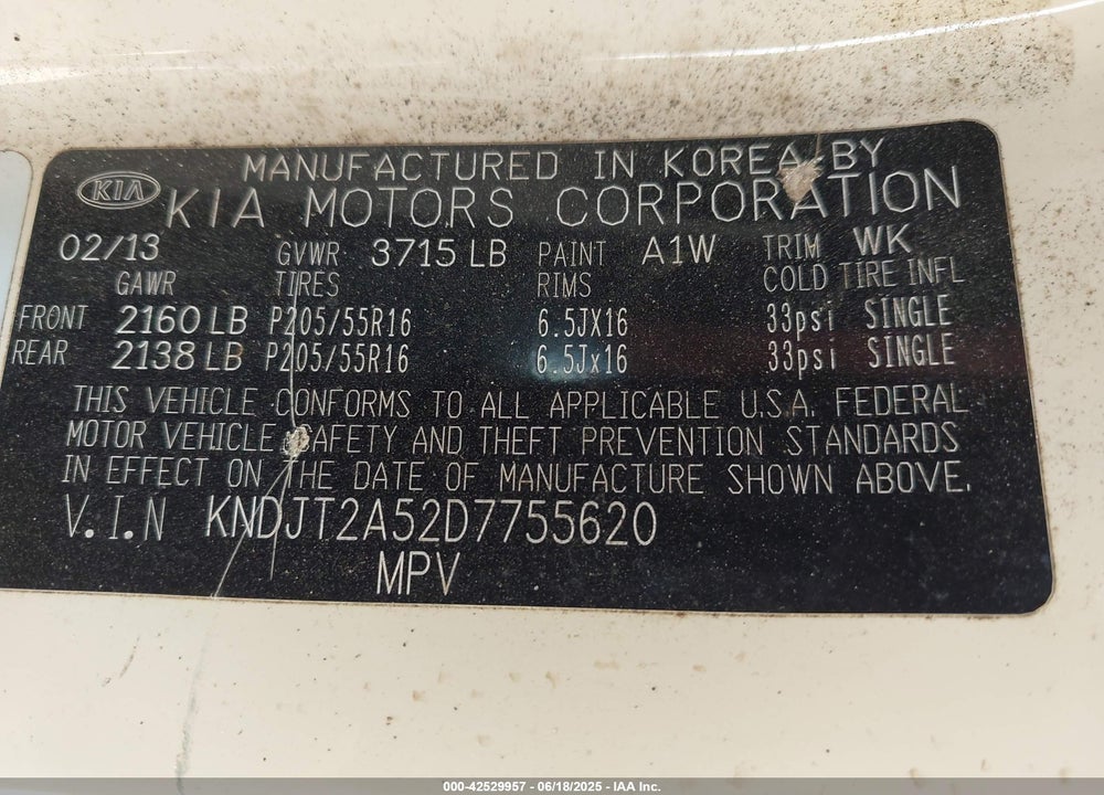 2013 KIA SOUL VIN: KNDJT2A52D7755620