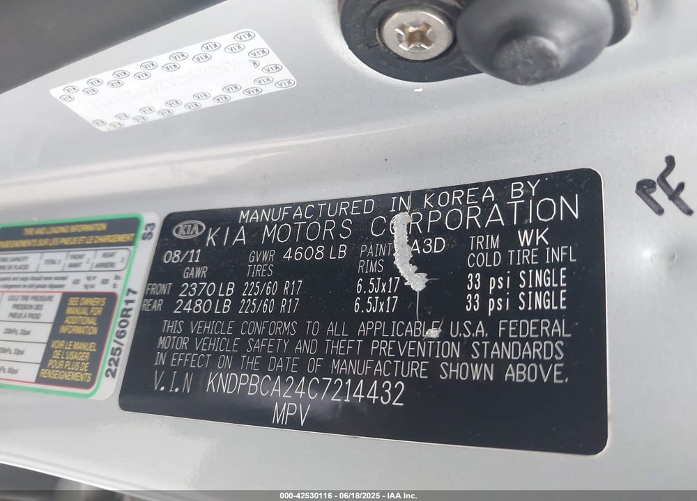 2012 KIA SPORTAGE VIN: KNDPBCA24C7214432