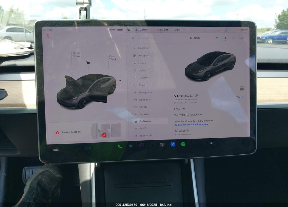 2019 TESLA MODEL 3 VIN: 5YJ3E1EB1KF205720
