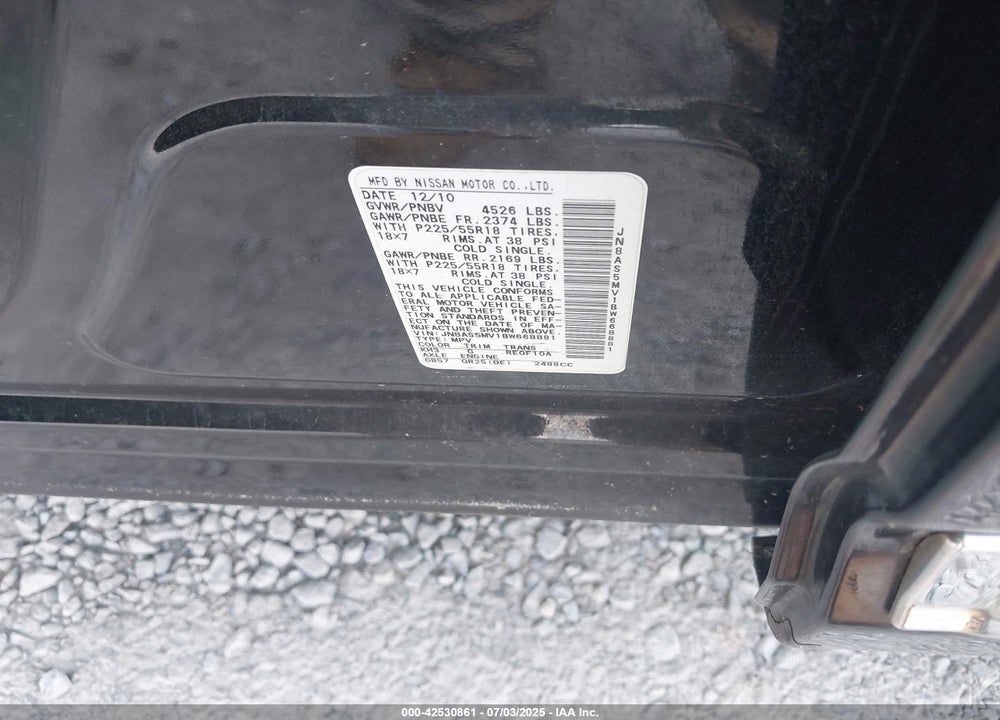 2011 NISSAN ROGUE VIN: JN8AS5MV1BW668881