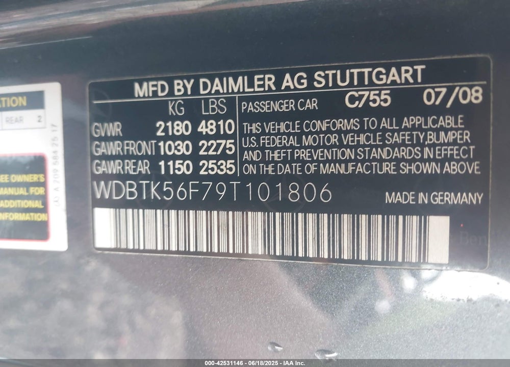 2009 MERCEDES-BENZ CLK 350 VIN: WDBTK56F79T101806