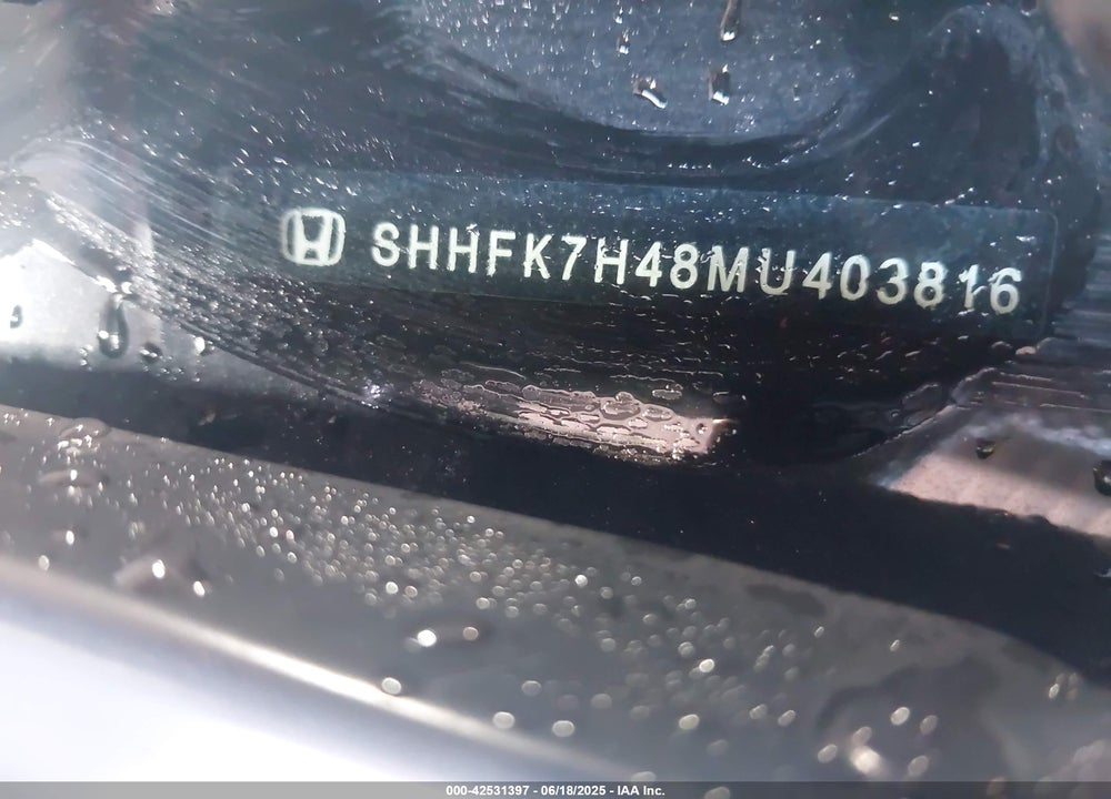 2021 HONDA CIVIC SPORT VIN: SHHFK7H48MU403816