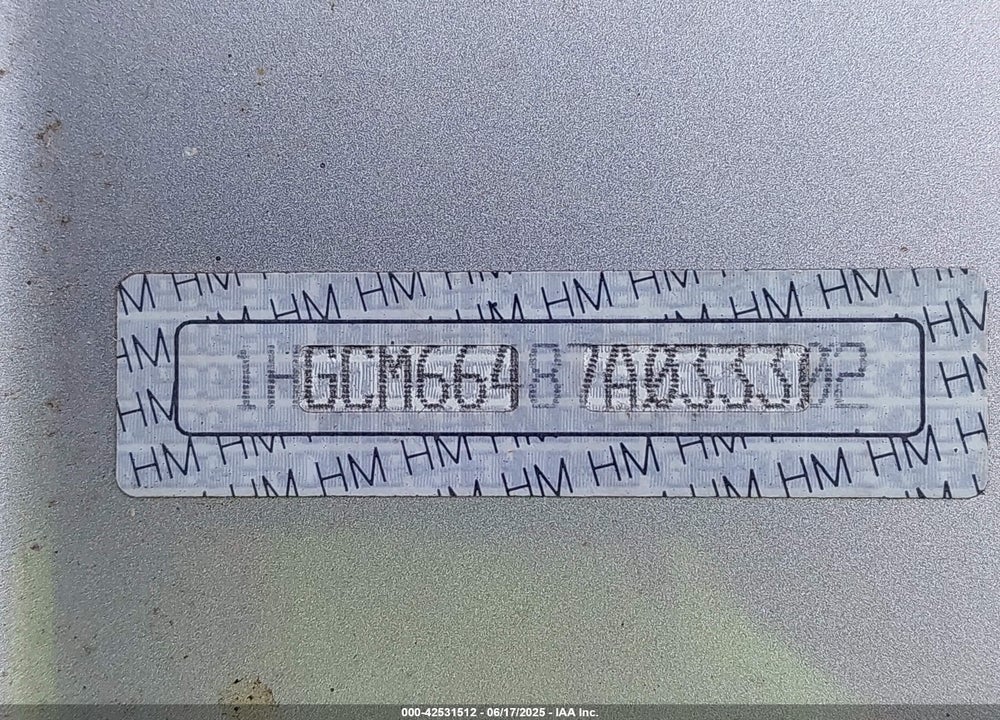 2007 HONDA ACCORD SDN LX SE VIN: 1HGCM66487A033302