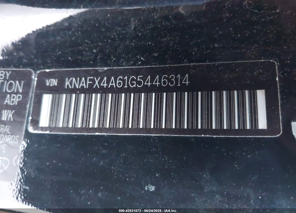 2016 KIA FORTE LX VIN: KNAFX4A61G5446314