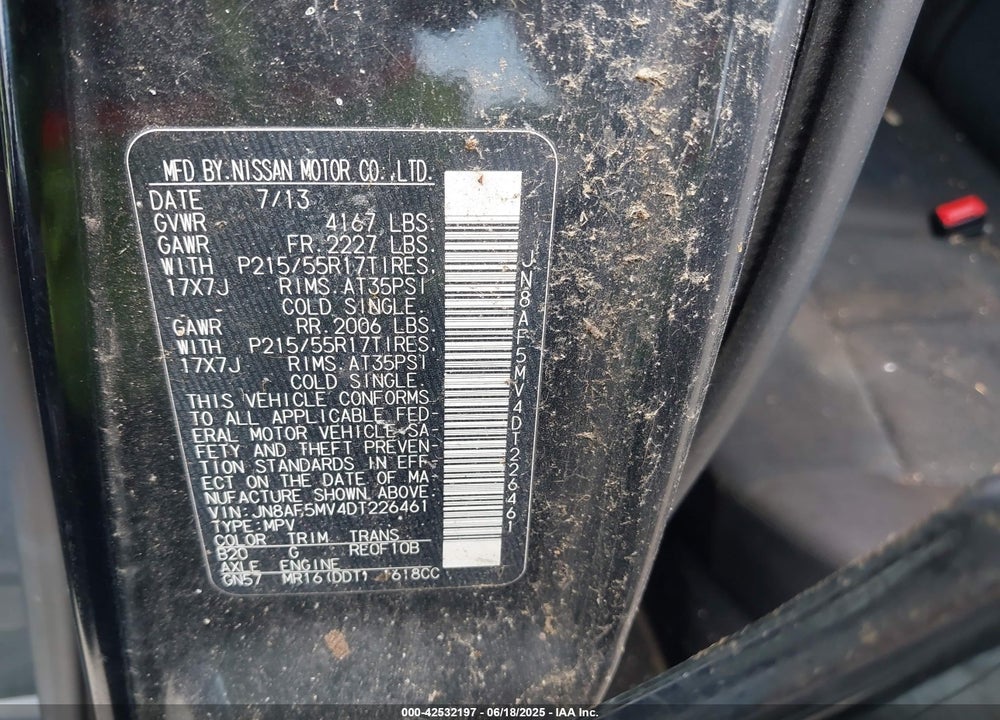 2013 NISSAN JUKE VIN: JN8AF5MV4DT226461