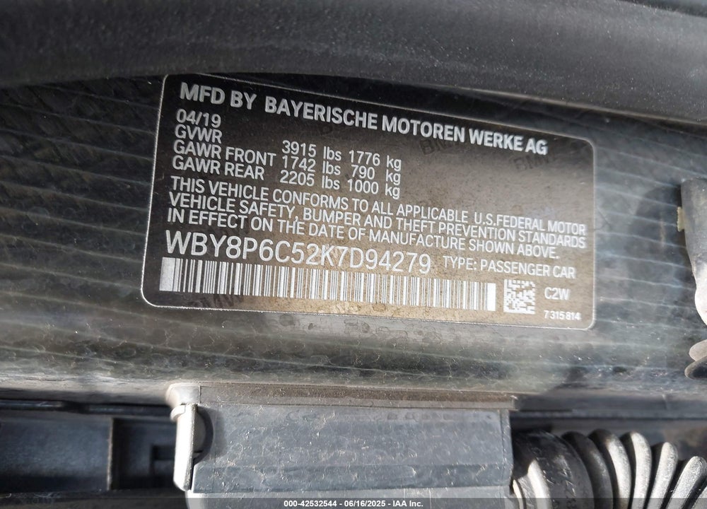 2019 BMW I3S 120AH VIN: WBY8P6C52K7D94279