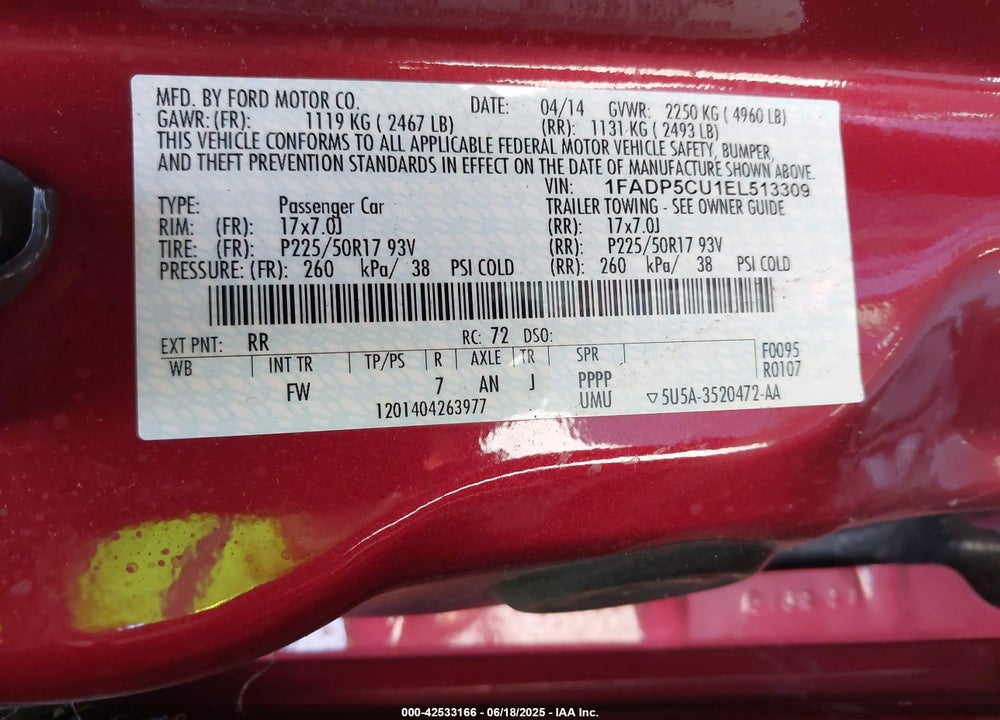 2014 FORD C-MAX ENERGI VIN: 1FADP5CU1EL513309
