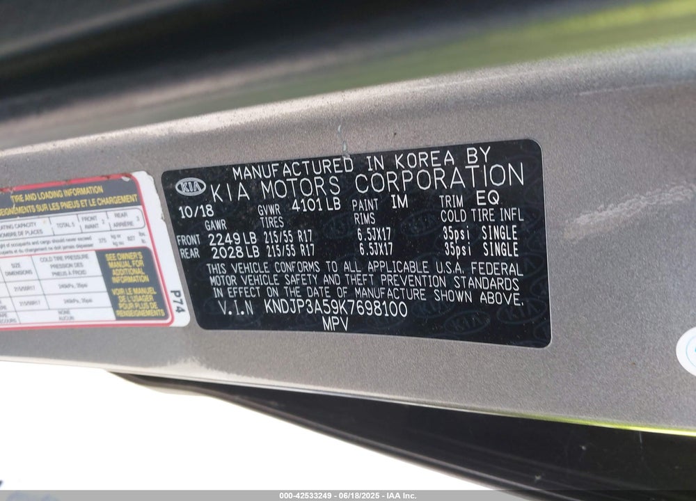 2019 KIA SOUL VIN: KNDJP3A59K7698100