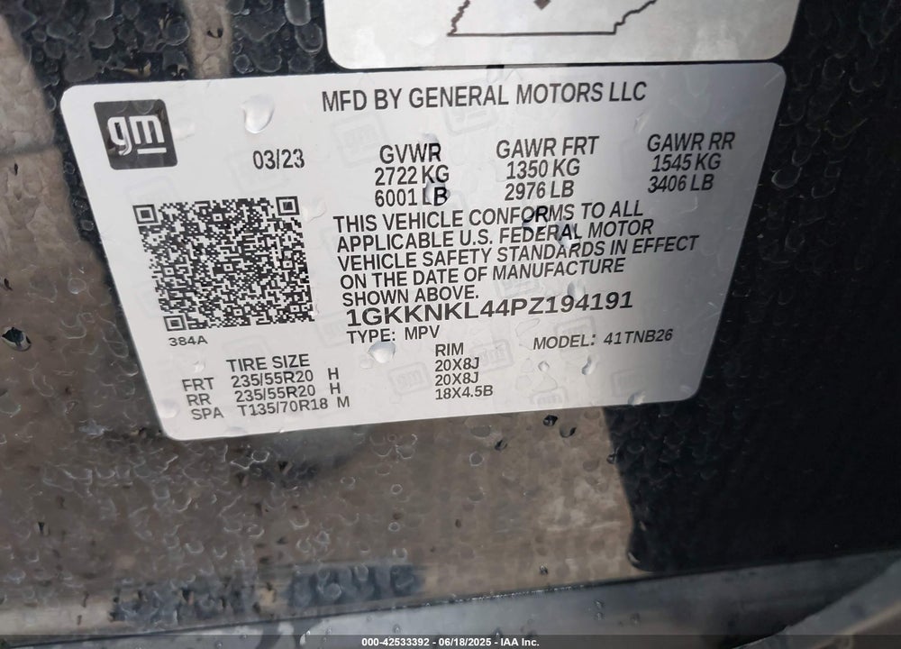 2023 GMC ACADIA VIN: 1GKKNKL44PZ194191