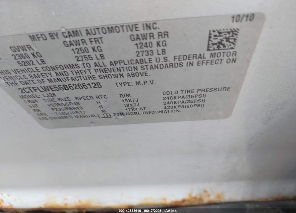 2011 GMC TERRAIN SLT-2 VIN: 2CTFLWE56B6266128