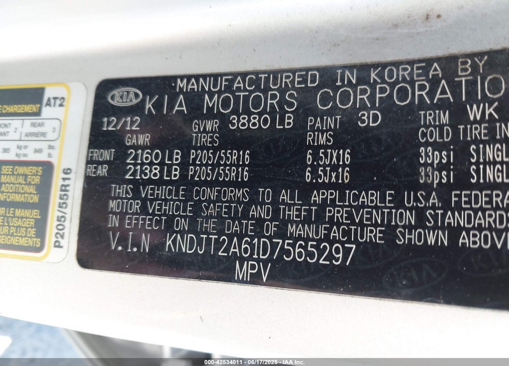 2013 KIA SOUL VIN: KNDJT2A61D7565297