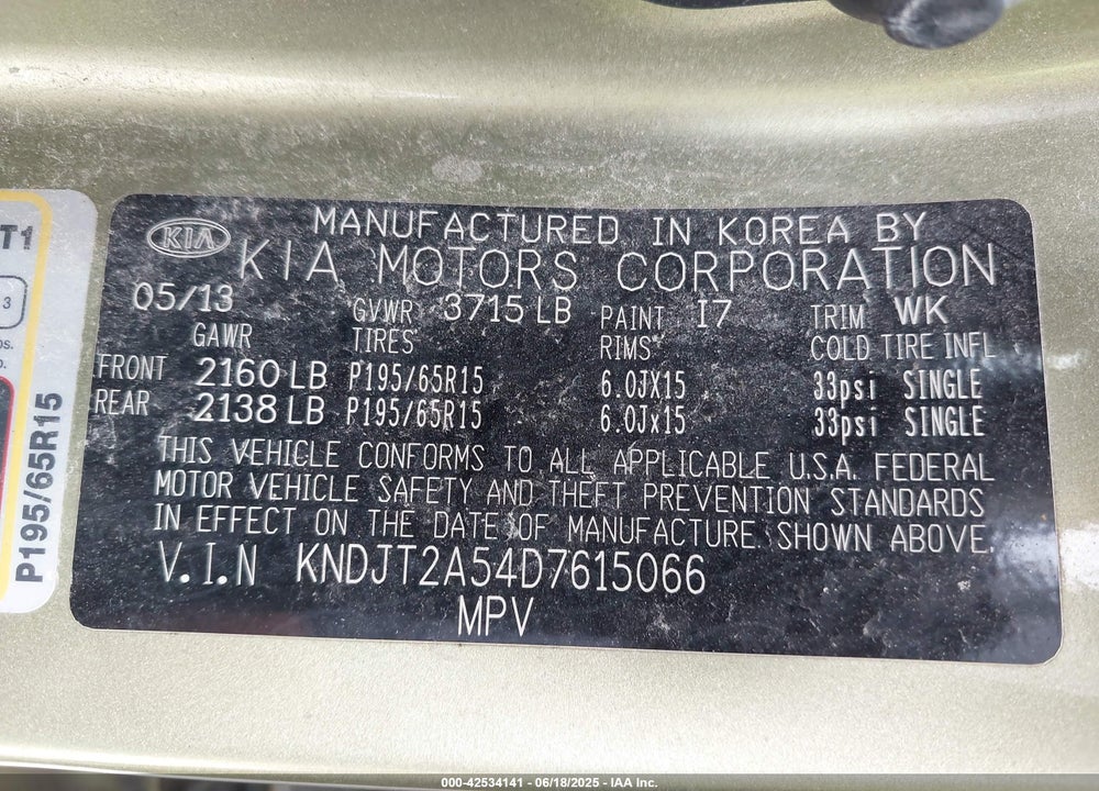 2013 KIA SOUL VIN: KNDJT2A54D7615066